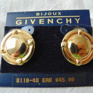 vintage carded Givenchy gold plated clip on earrings unsigned